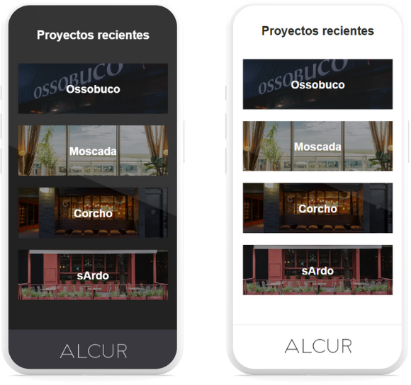 Modo oscuro y modo claro del sitio grupo alcur